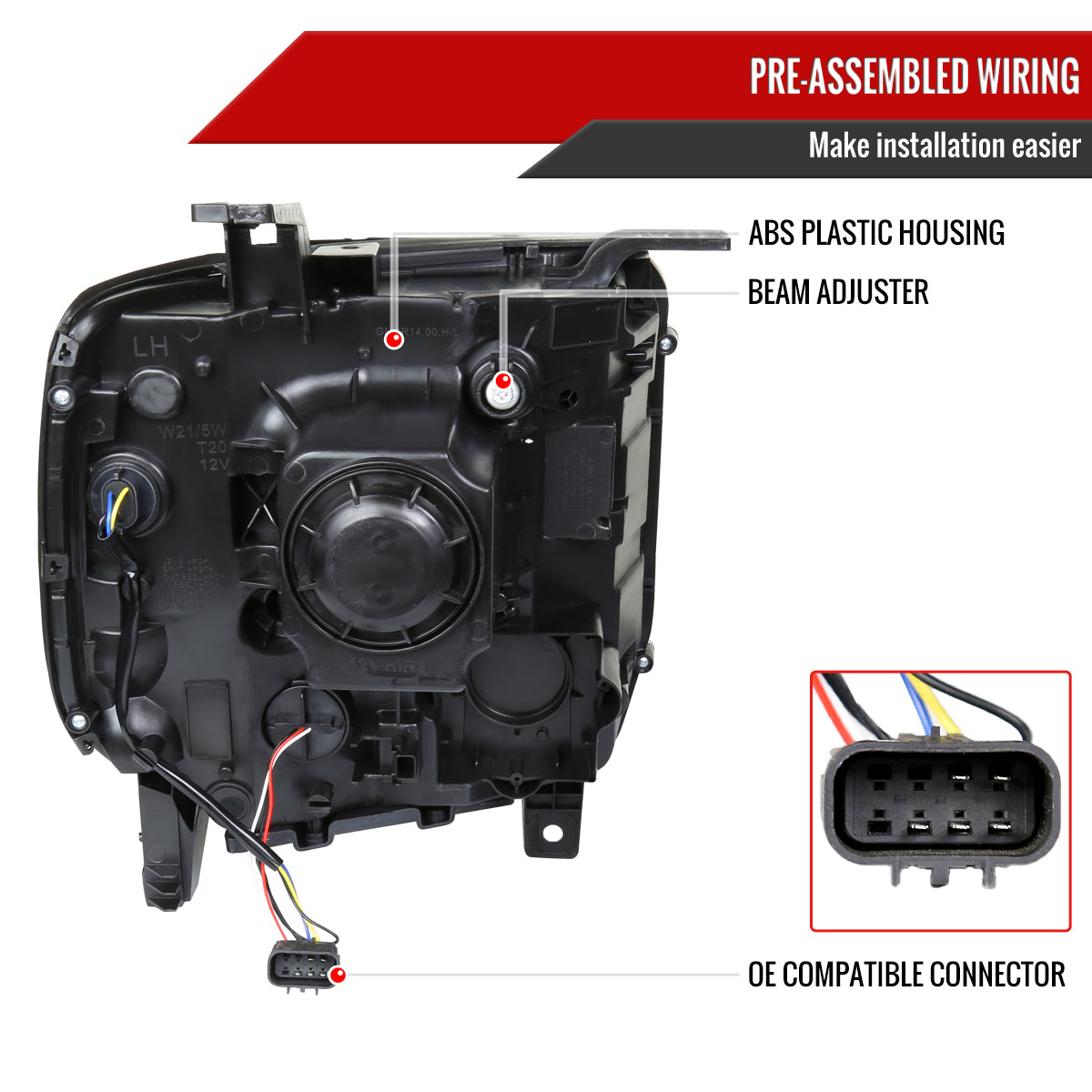 Spec-D 14-19 GMC Sierra Driver Projector Chrome Replacement