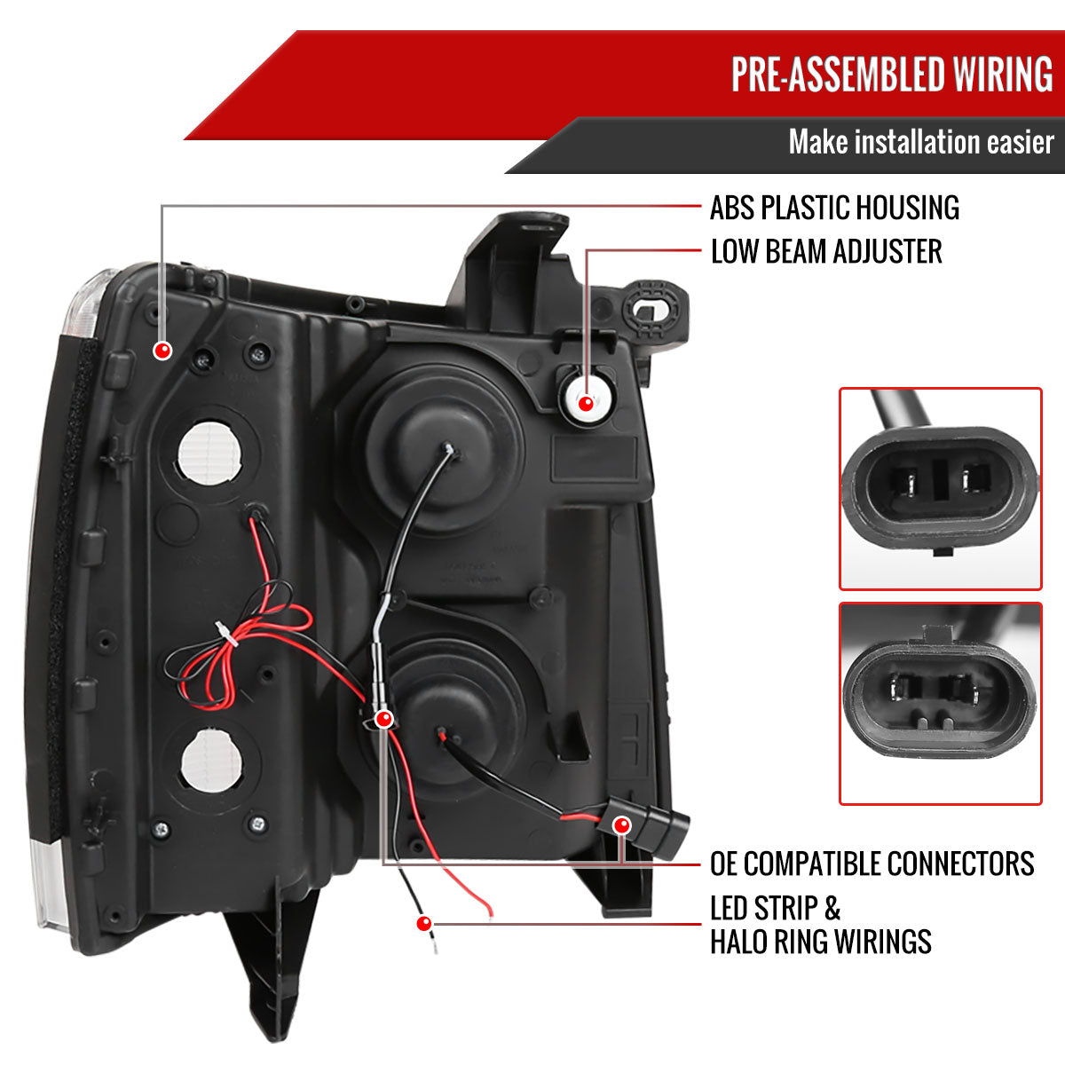 Spec-D 07-13 Silverado Headlights Dual Halo Projector Smoked