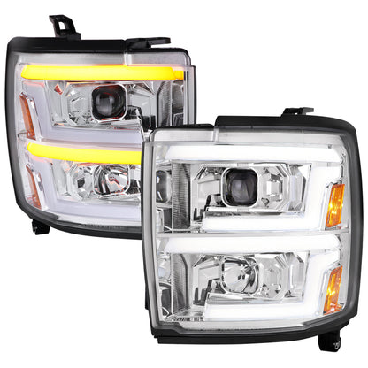 Spec-D 15-19 Silverado 2500HD/3500HD Headlights Switchback SEQ Chrome