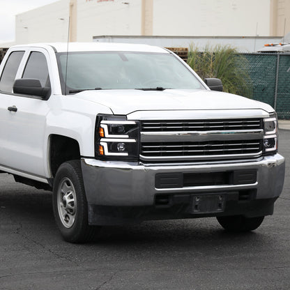 Spec-D 15-19 Chevy Silverado 2500HD/3500HD SEQ Pro Headlights GL Black