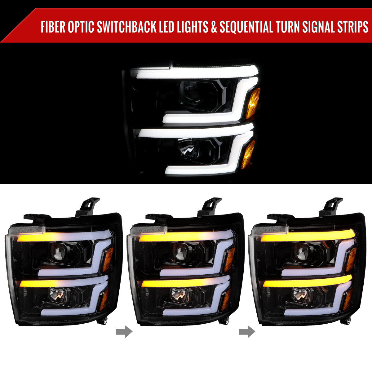 Spec-D 15-19 Silverado 2500HD/3500HD Headlights Switchback Sequential.