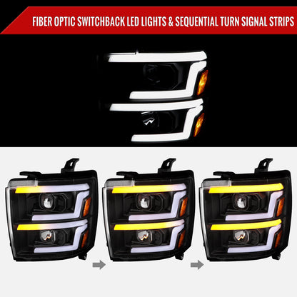 Spec-D 15-19 Silverado 2500HD/3500HD Sequential Headlights Black