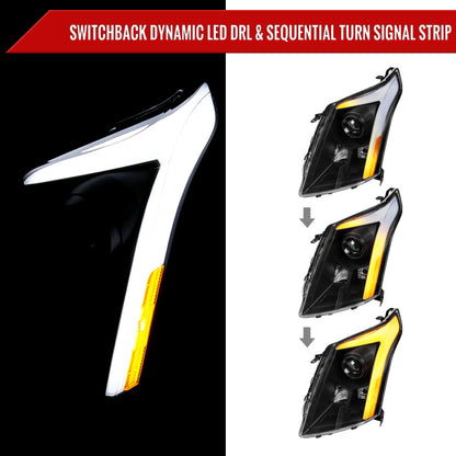 Spec-D 10-16 Cadillac SRX Projector Headlights Sequential Black