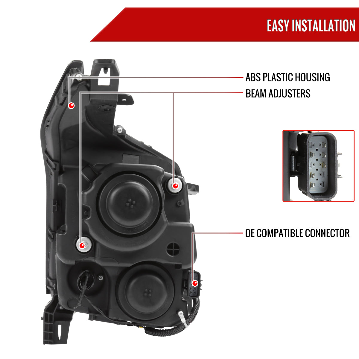 Spec-D 10-16 Cadillac SRX Projector Headlights Black/Smoked Lens