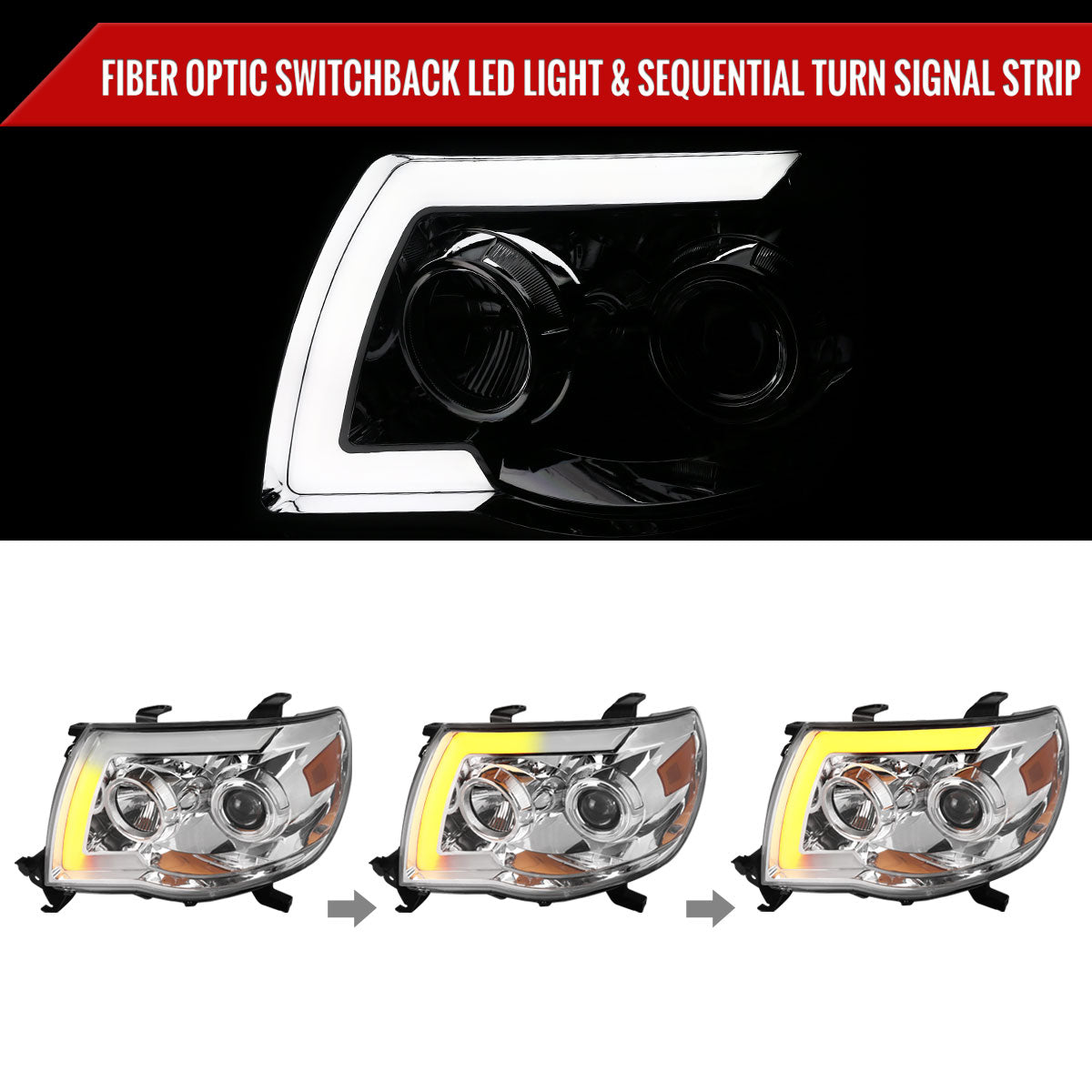 Spec-D 05-11 Tacoma Projector Headlights Sequential Signals Chrome