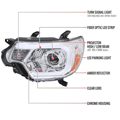Spec-D 12-15 Tacoma LED Projector Headlights LED Parking Light Chrome