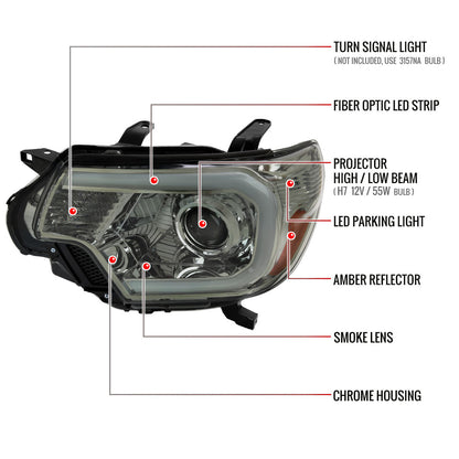 Spec-D 12-15 Tacoma Projector Headlights Parking Light Chrome/Smoked
