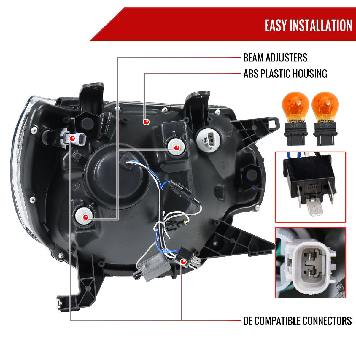 Spec-D 12-15 Tacoma LED Projector Headlights w/ LED Parking Light Blk