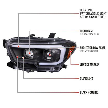 Spec-D 16-23 Tacoma Switchback LED Projector Headlights Black
