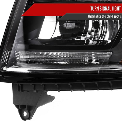 Spec-D 15-20 Chevy Tahoe/Suburban Projector Headlights LED Strip Black