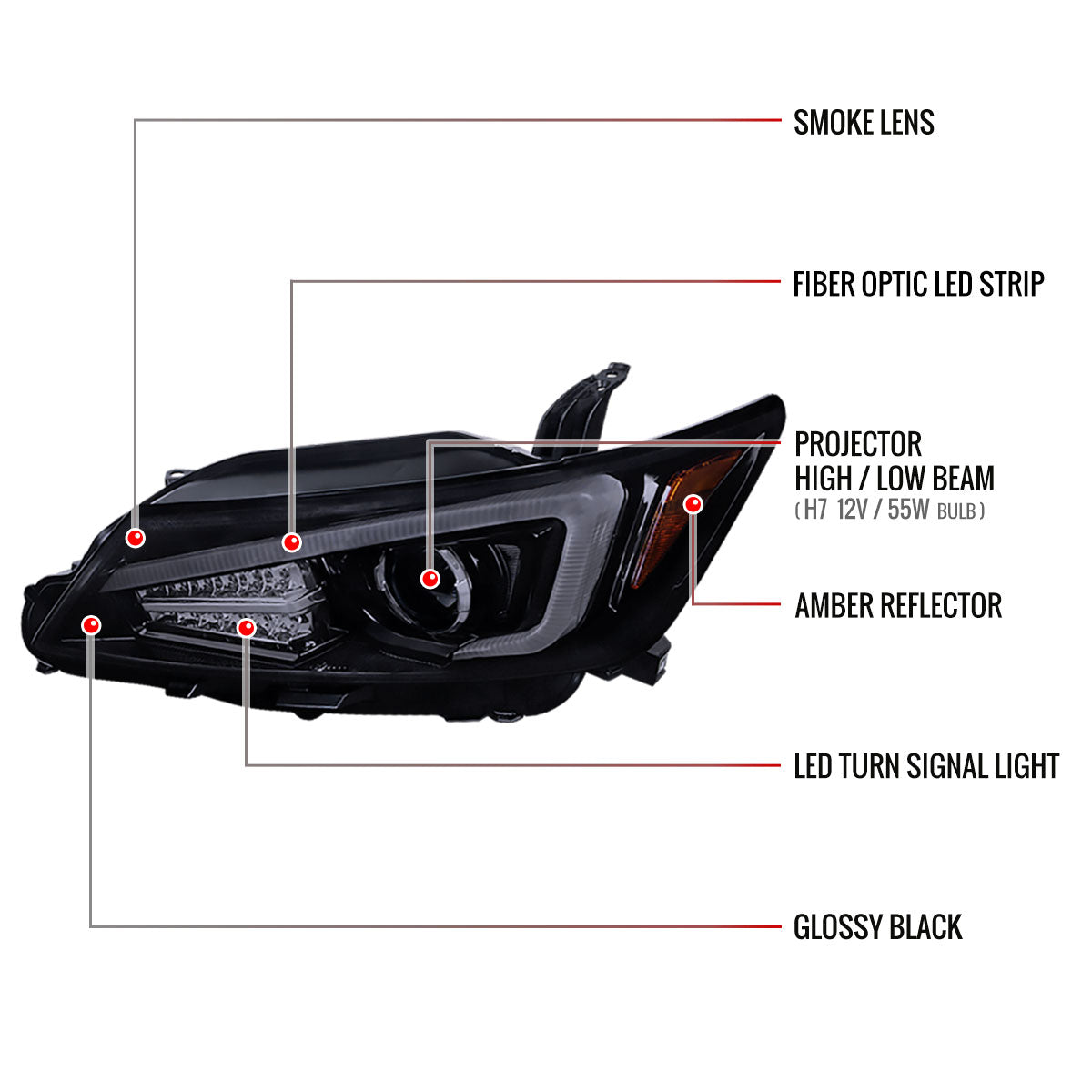 Spec-D 11-13 Scion tC Projector Headlights LED Bar Jet Black/Smoked