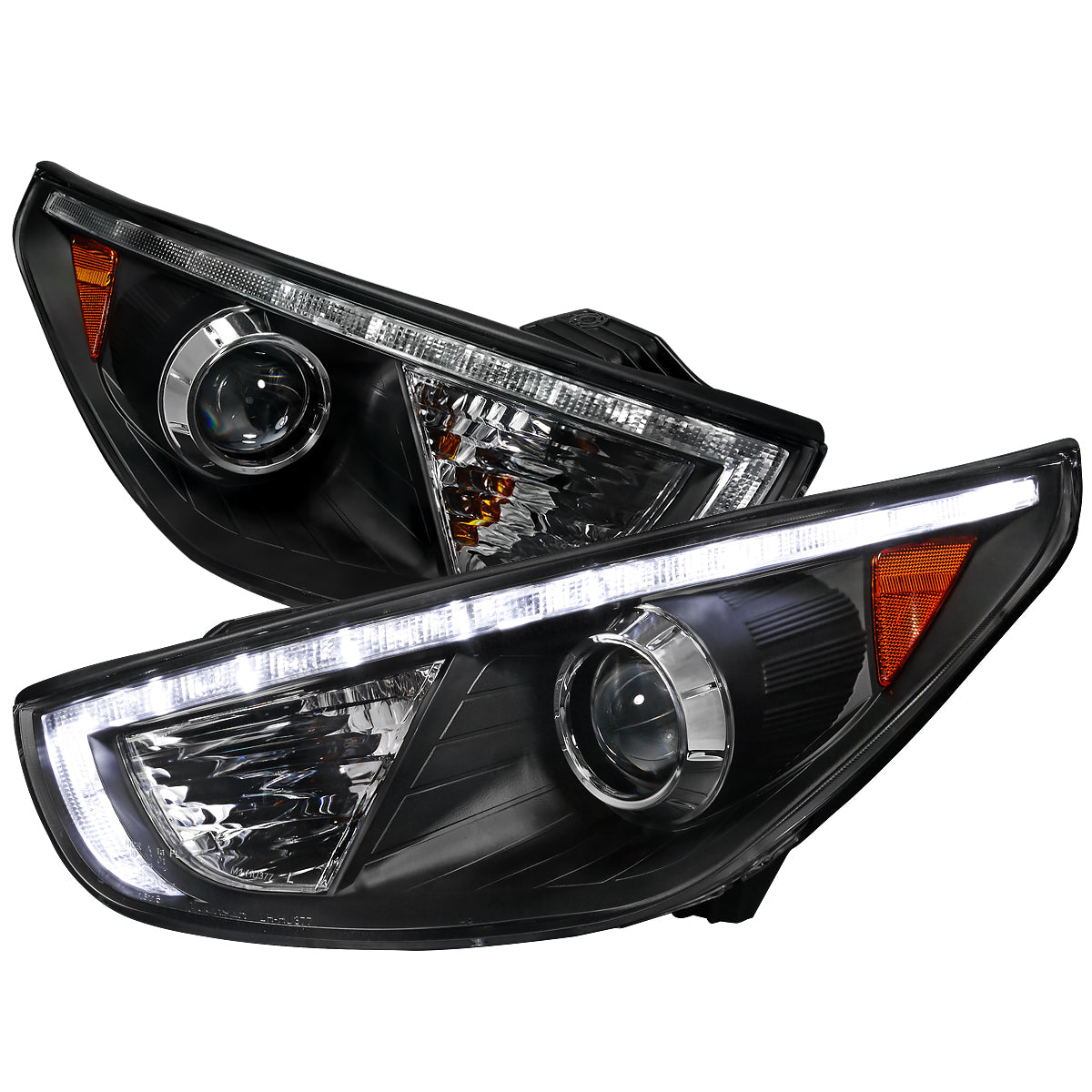 Spec-D 10-13 Hyundai Tucson Projector Headlights LED Strip Black