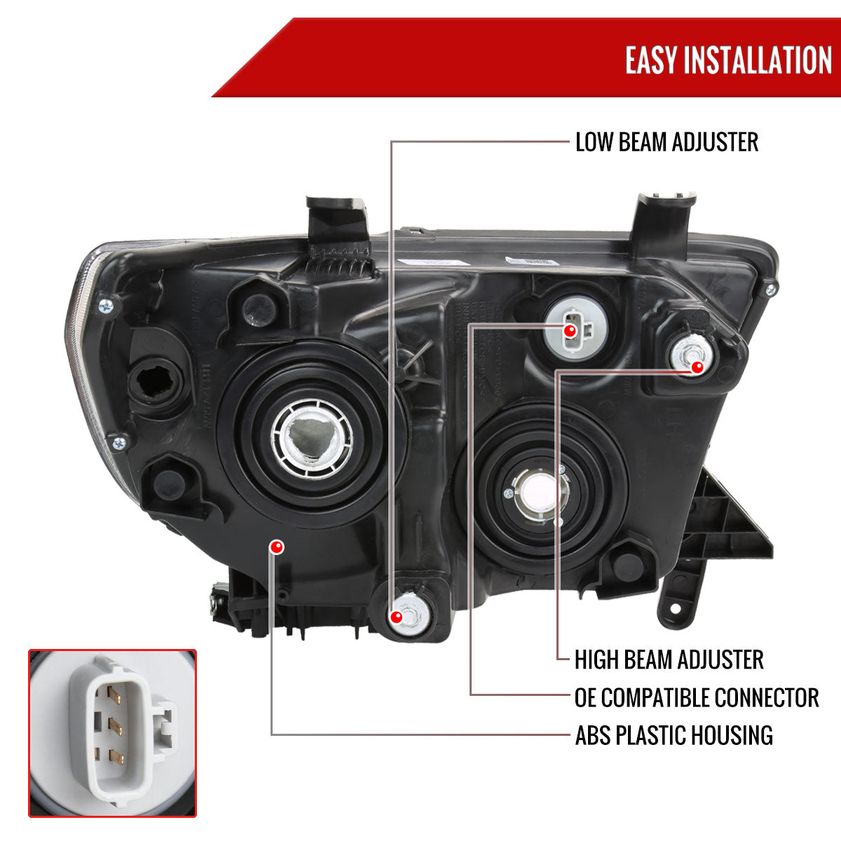 Spec-D 07-13 Tundra/ 08-17 Sequoia Headlights OEM Style Black
