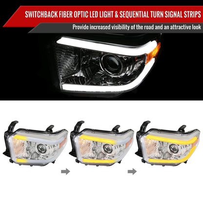 Spec-D 14-21 Tundra Switchback SEQ LED Projector Headlights Chrome