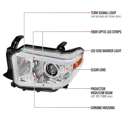 Spec-D 14-21 Toyota Tundra LED Projector Headlights Chrome