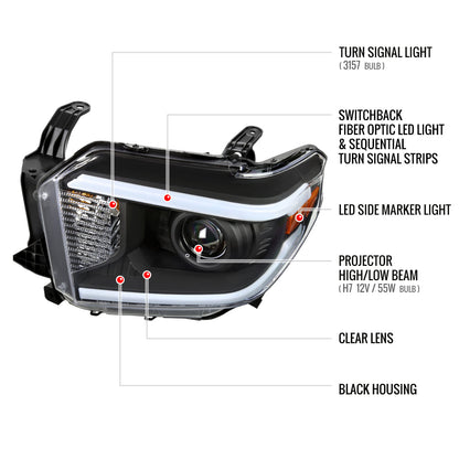 Spec-D 14-21 Tundra Headlights witchback Sequential Signals Black