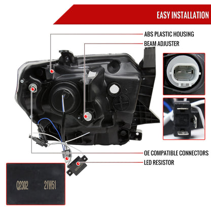 Spec-D 14-21 Toyota Tundra LED Projector Headlights Black