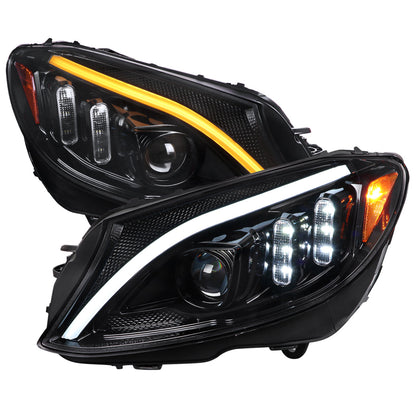 Spec-D 15-18 Mercedes C-Class W205 Sequential Headlights Black/Smoked