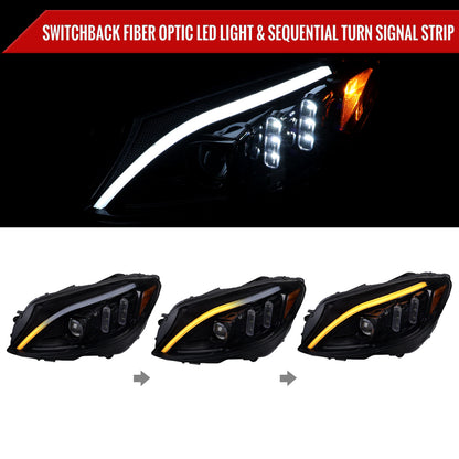 Spec-D 15-18 Mercedes C-Class W205 Sequential Headlights Black Smoked