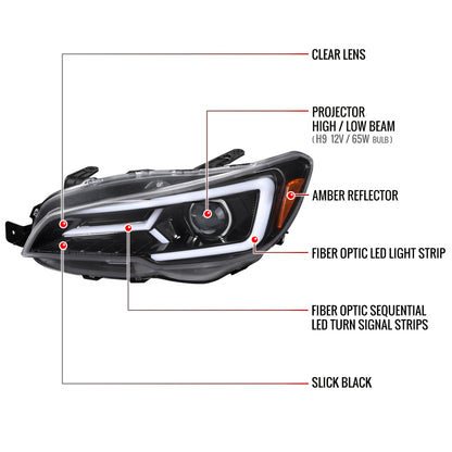 Spec-D 15-21 Subaru Impreza WRX/STI LED Bar SEQ GL Headlights Black