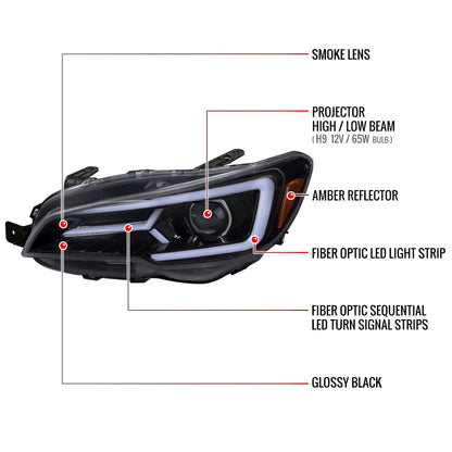 Spec-D 15-21 Subaru Impreza WRX/STI Bar SEQ GL Blk/ Smoked Headlights