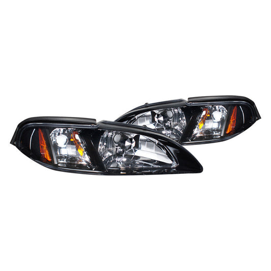 Spec-D 94-98 Ford Mustang 1PC Crystal Headlights Chrome/Smoked