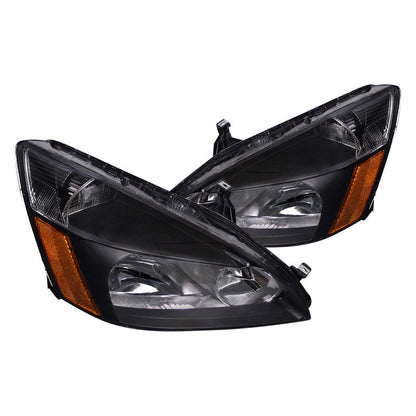 Spec-D 03-07 Honda Accord Headlights Black Amber Reflectorss