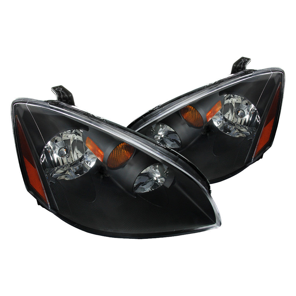 Spec-D 02-04 Nissan Altima Headlights Crystal Matte Black/Clear Amber