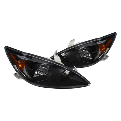 Spec-D 02-04 Toyota Camry Headlights Crystal Matte Black/Clear Amber