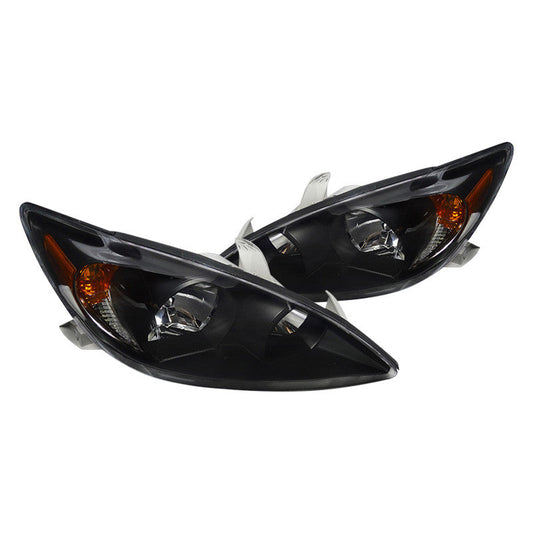 Spec-D 02-04 Toyota Camry Headlights Crystal Matte Black/Clear Amber