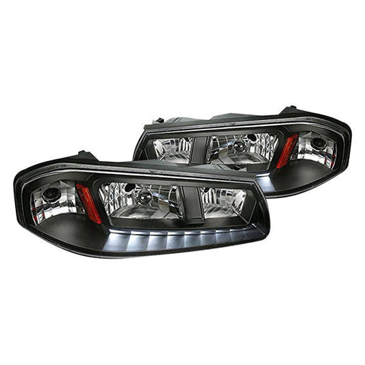 Spec-D 00-05 Chevy Impala Crystal Headlights LED Strip V2 Black/Clear