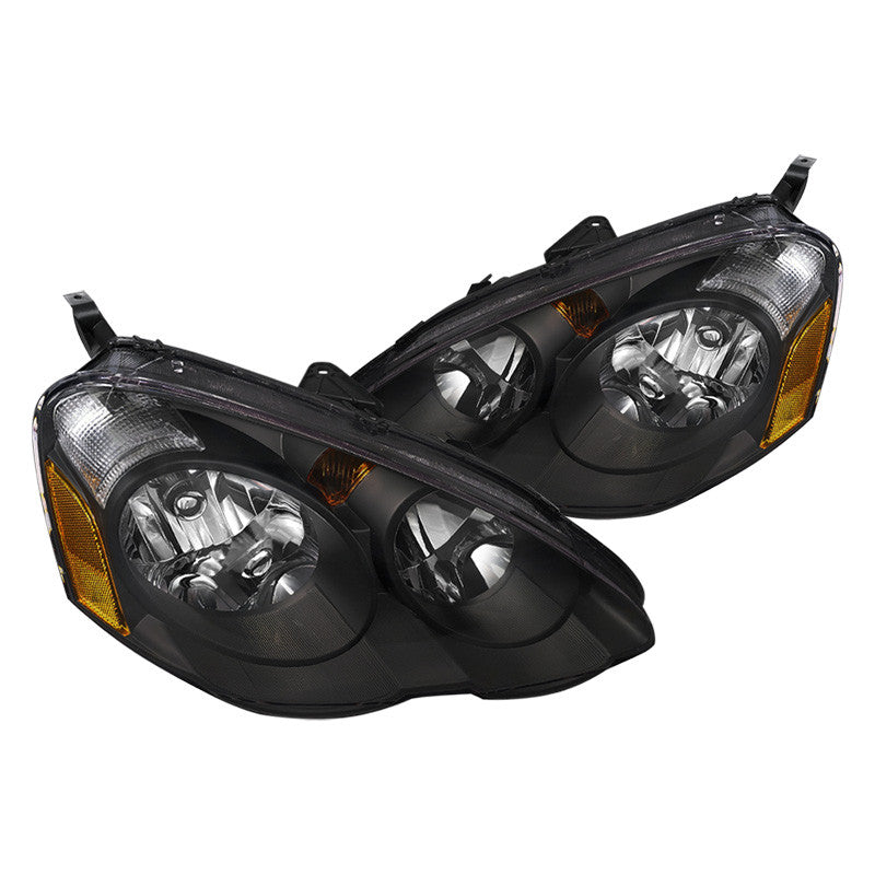 Spec-D 02-04 Acura Rsx Headlights Black Amber Reflectors