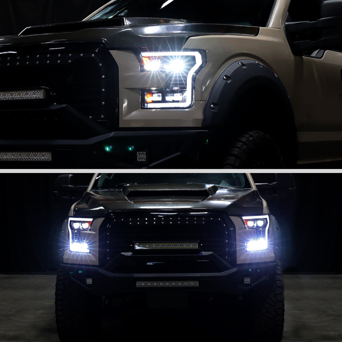 Spec-D 15-17 Ford F-150 Led Projector HID Headlight Black/Smoked Lens