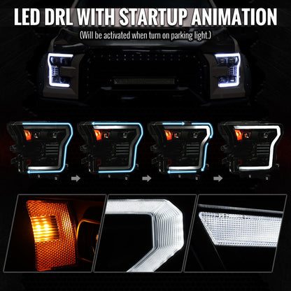 Spec-D 15-17 Ford F-150 Led Projector HID Headlight Black/Smoked Lens
