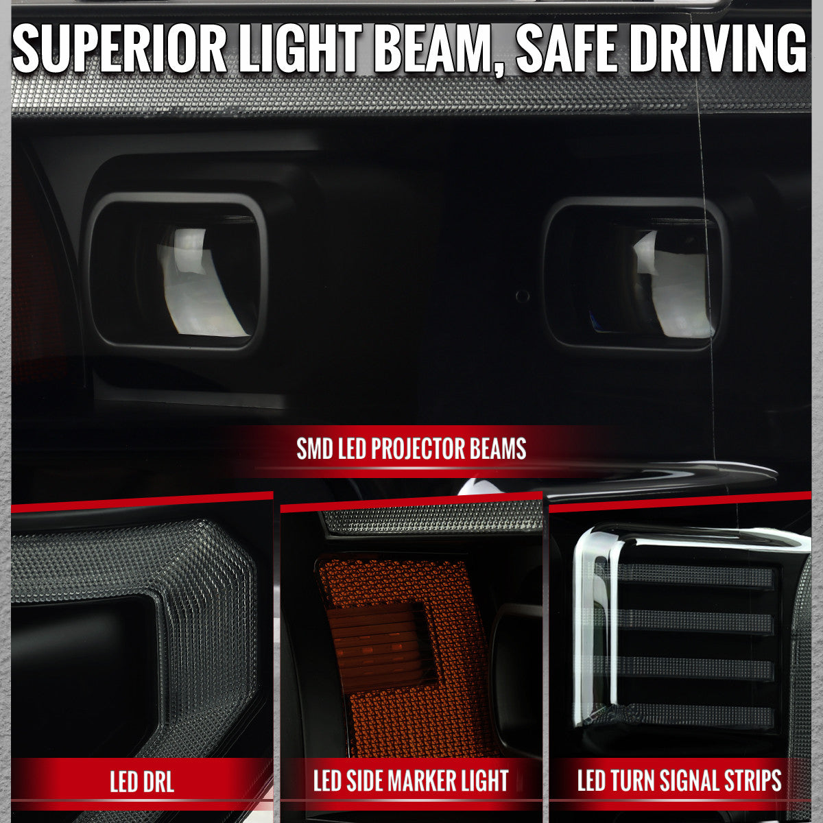 Spec-D 15-17 Ford F-150 Led Projector HID Headlight Black/Smoked Lens