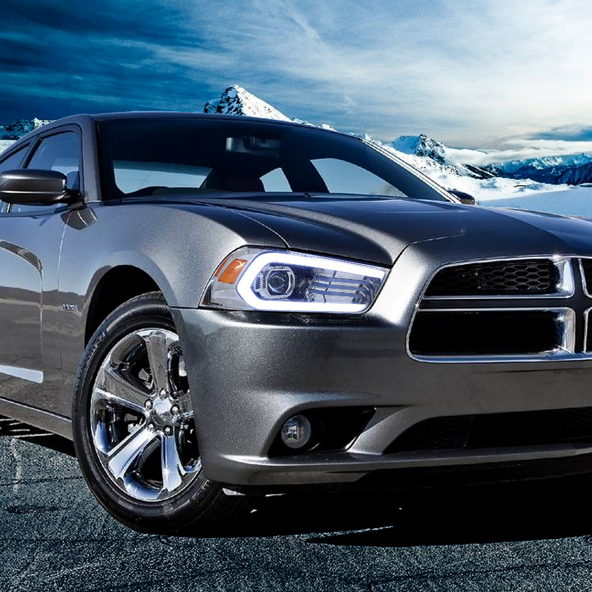 Spec-D 11-14 Dodge Charger Projector Headlights Sequential Chrome