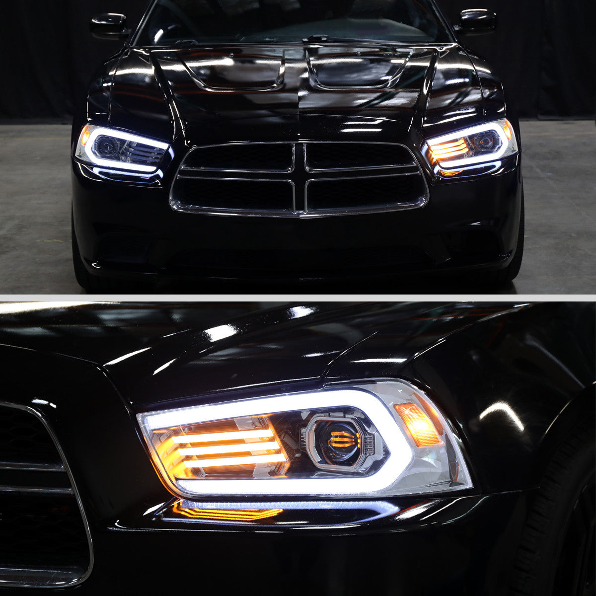 Spec-D 11-14 Dodge Charger Projector Headlights Sequential Chrome
