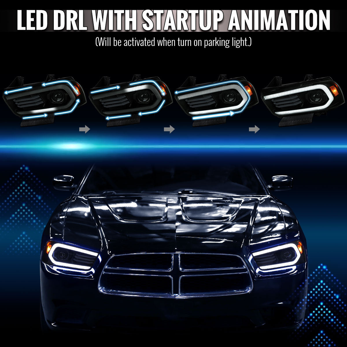 Spec-D 11-14 Dodge Charger Projector HID Headlight Black/Smoked