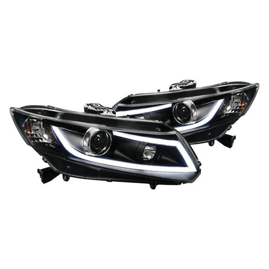 Spec-D 12-15 Honda Civic Headlights LED Bar Projector Black/Clear