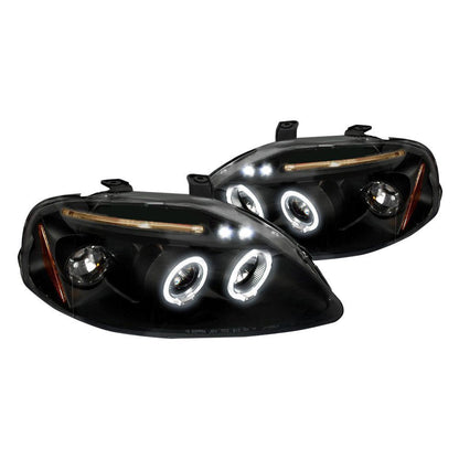 Spec-D 99-00 Honda Civic Halo Projector Headlights Black