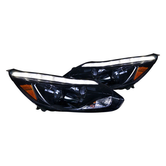 Spec-D 12-14 Ford Focus projector black w/LED DTRL headlights