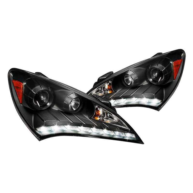 Spec-D 10-12 Hyundai Genesis Coupe Projector Headlights Matte Black/Clear
