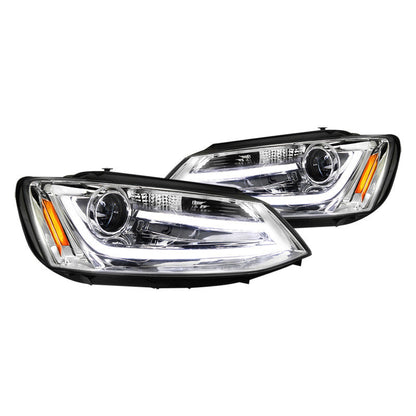 Spec-D 11-18 VW Jetta MK6 Headlights LED Bar Projector Chrome/Clear