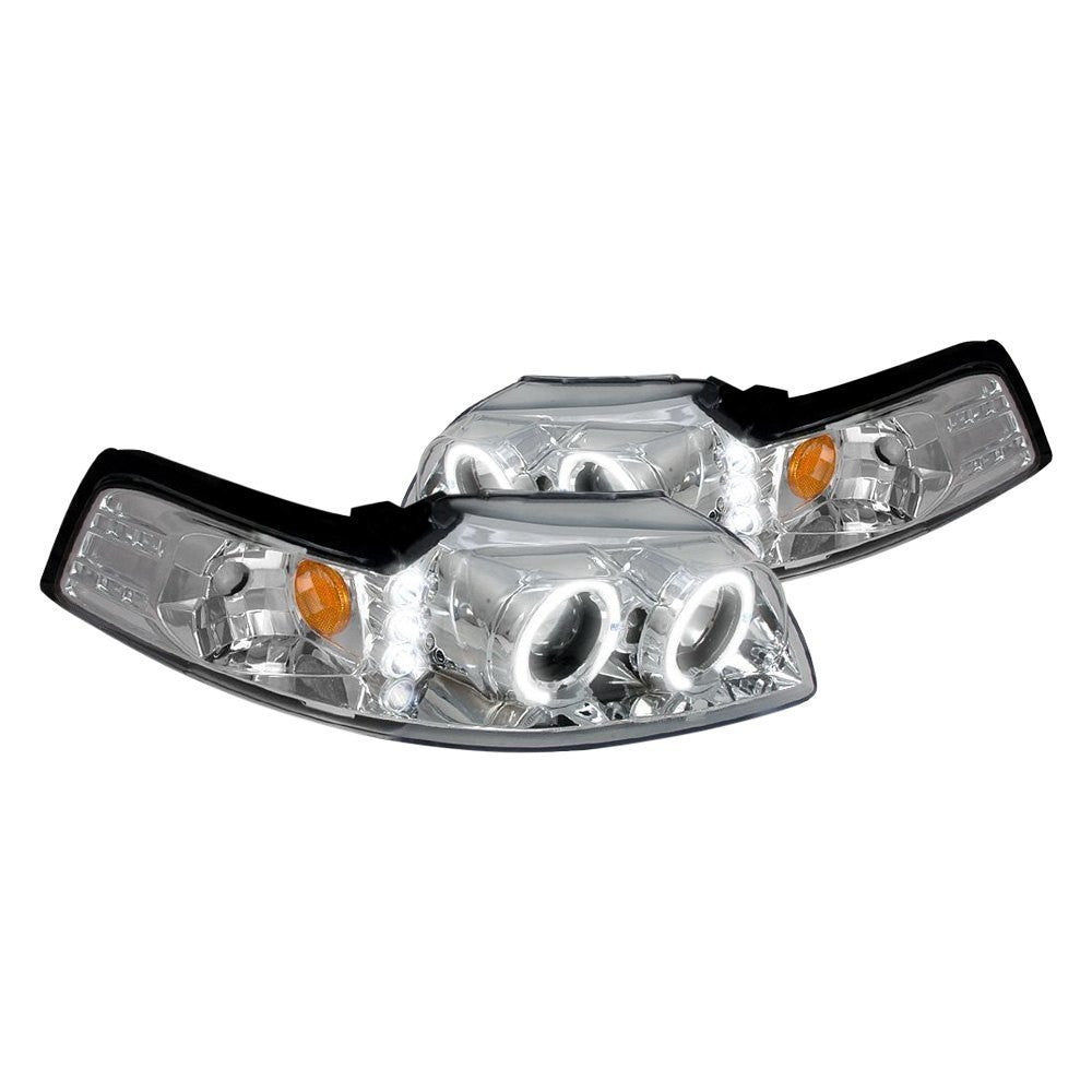 Spec-D 99-04 Ford Mustang Halo Projector Headlights Chrome