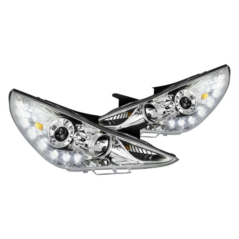 Spec-D 11-14 Hyundai Sonata projector chrome w/LED DTRL headlights