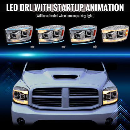 Spec-D 06-08 Dodge Ram 1500 2500 3500 Projector Led Headlight Chrome