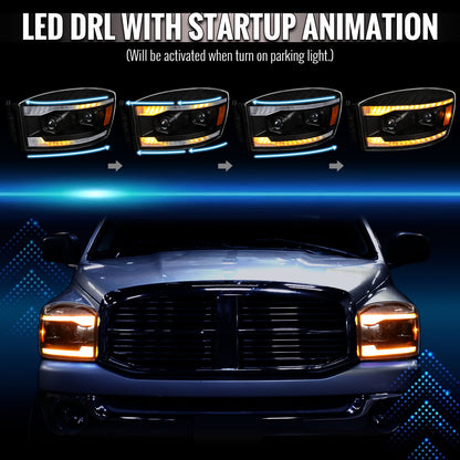 Spec-D 06-08 Dodge Ram 1500 2500 3500 Projector Led Headlight Black