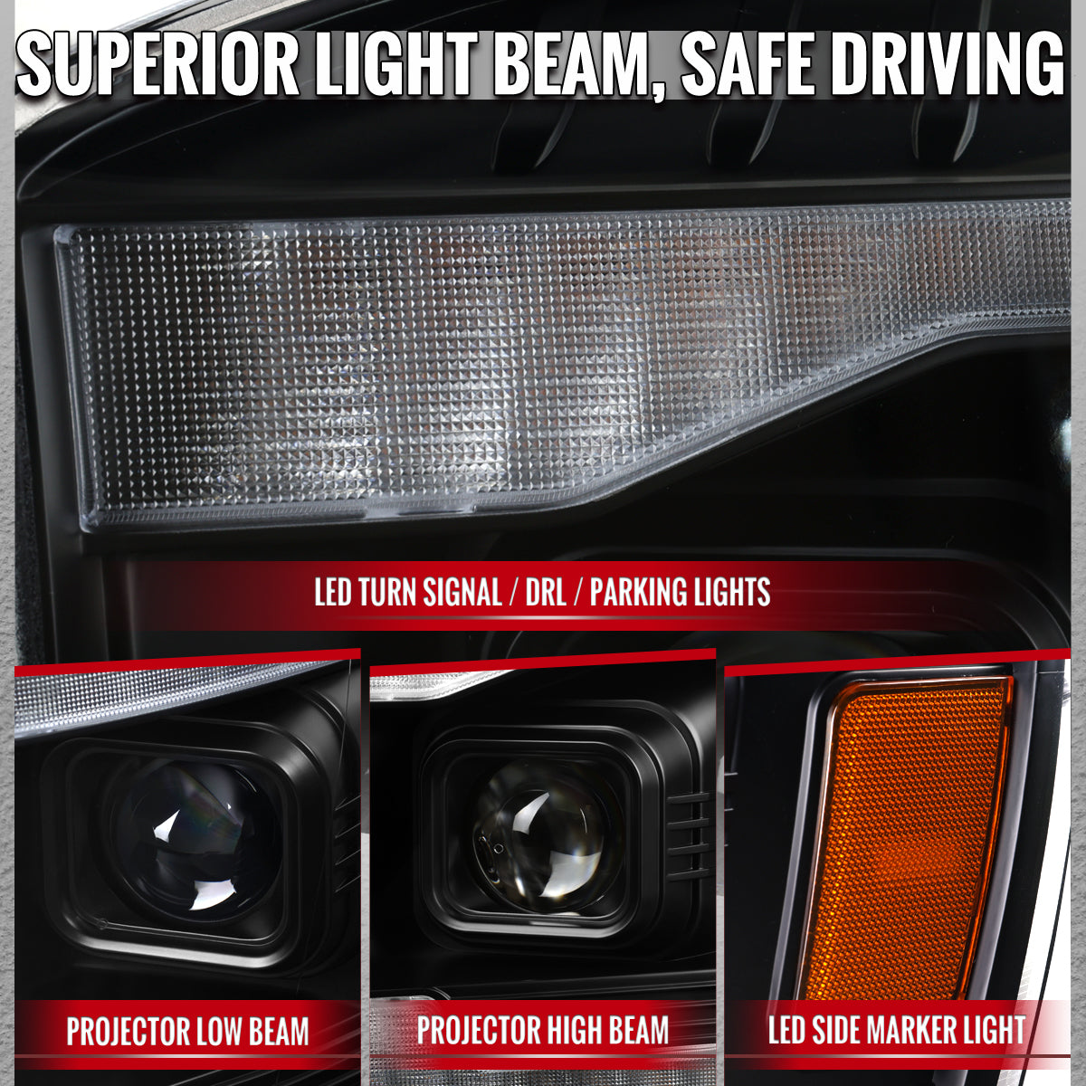 Spec-D 06-08 Dodge Ram 1500 2500 3500 Projector Led Headlight Black