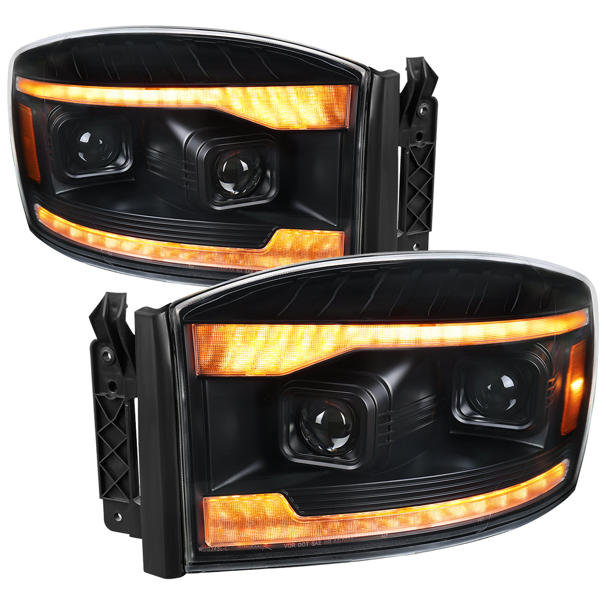 Spec-D 06-08 Dodge Ram 1500 2500 3500 Projector Led Headlight Black