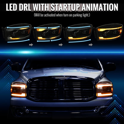 Spec-D 06-08 Dodge Ram 1500 2500 3500 Projector Headlight Black/Smoked